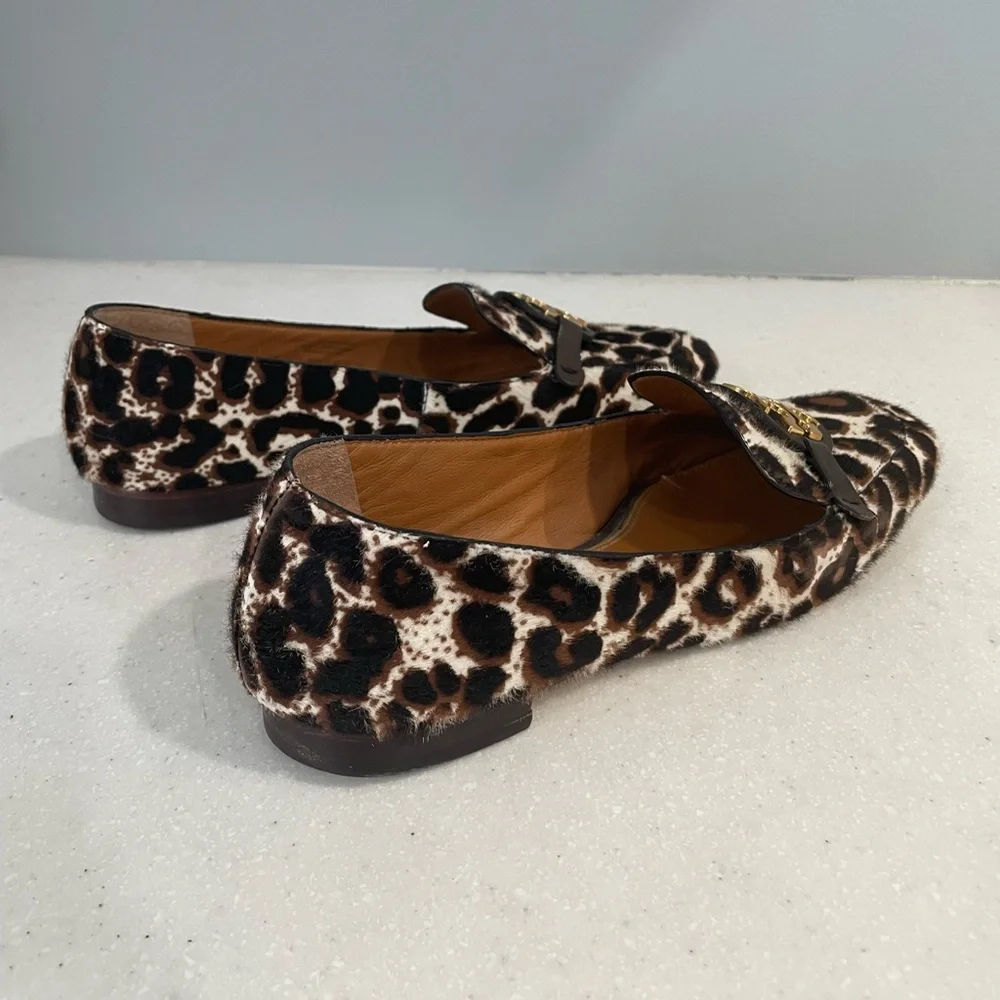Tory Burch Miller Logo Leopard Calf Hair Loafers | Size 6 | Authentic